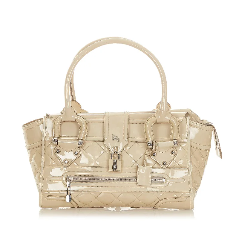 Seasonal Print Burberry Bags for Summer 2025Burberry Manor Patent Leather Handbag (SHG-20399)