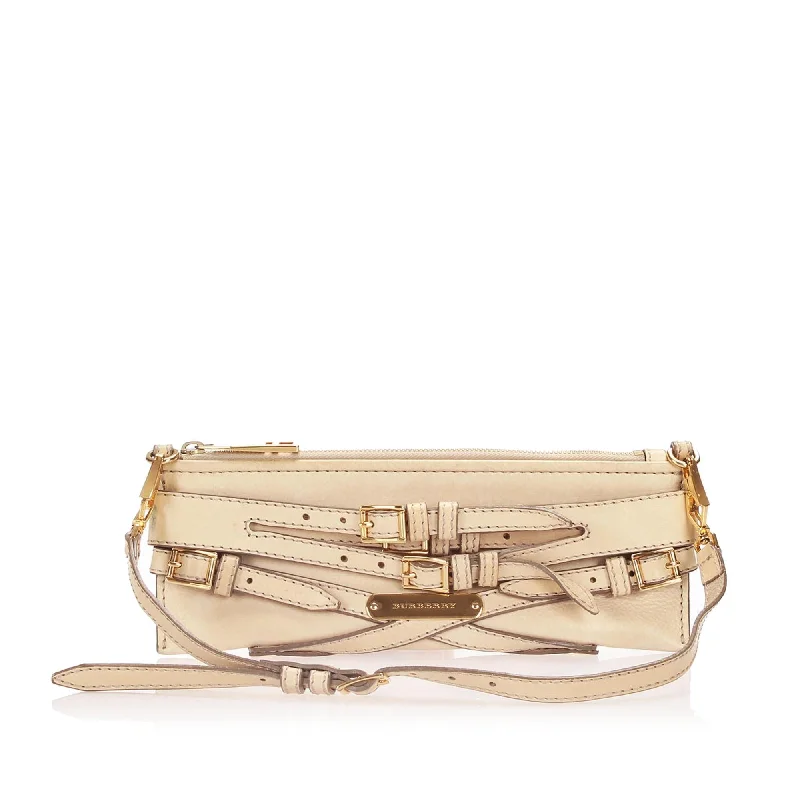 Compact Burberry Clutch Bags for WeddingsBurberry Metallic Leather Bridle Lynher Shoulder Bag (SHG-12939)