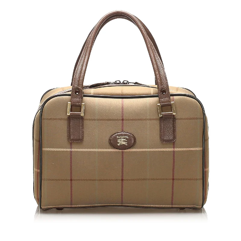 Sustainable and Ethical Burberry Bags for Conscious ConsumersBurberry Plaid Canvas Boston Bag (SHG-13710)