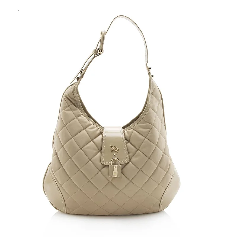 Metallic Finish Burberry Bags for a Glam LookBurberry Nylon Brooke Hobo (SHF-11832)