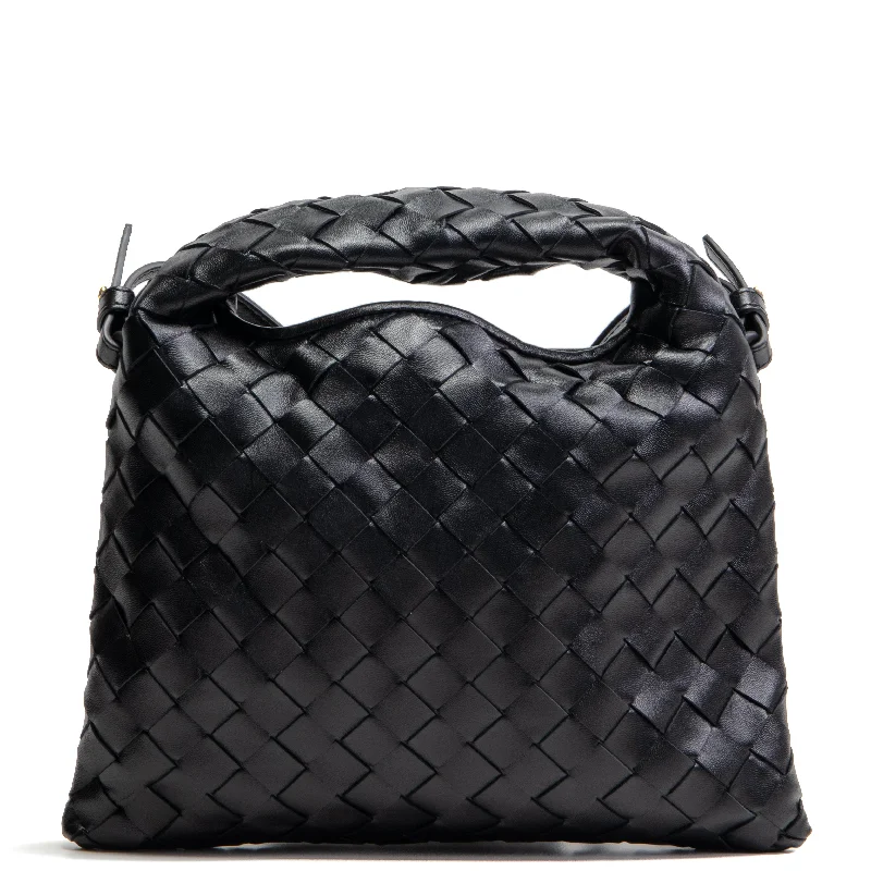 Bottega Veneta bags with leather - tassel strapsBOTTEGA VENETA Intrecciato Mini Hop Shoulder Bag - Shadow (Black)