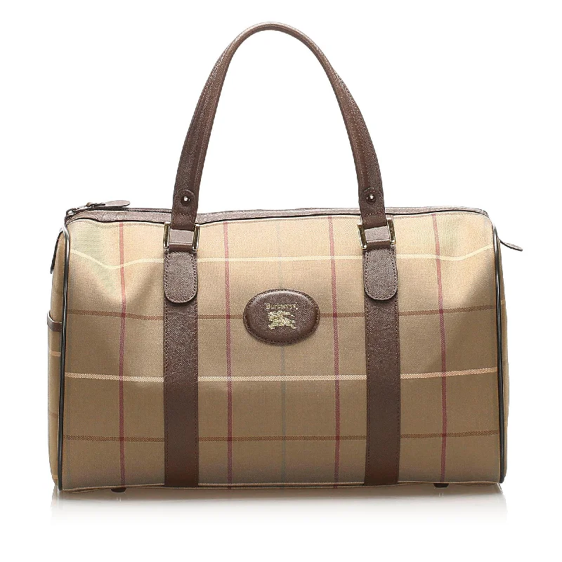 Customizable Burberry Bags with Personalized CharmsBurberry Plaid Canvas Boston Bag (SHG-14387)