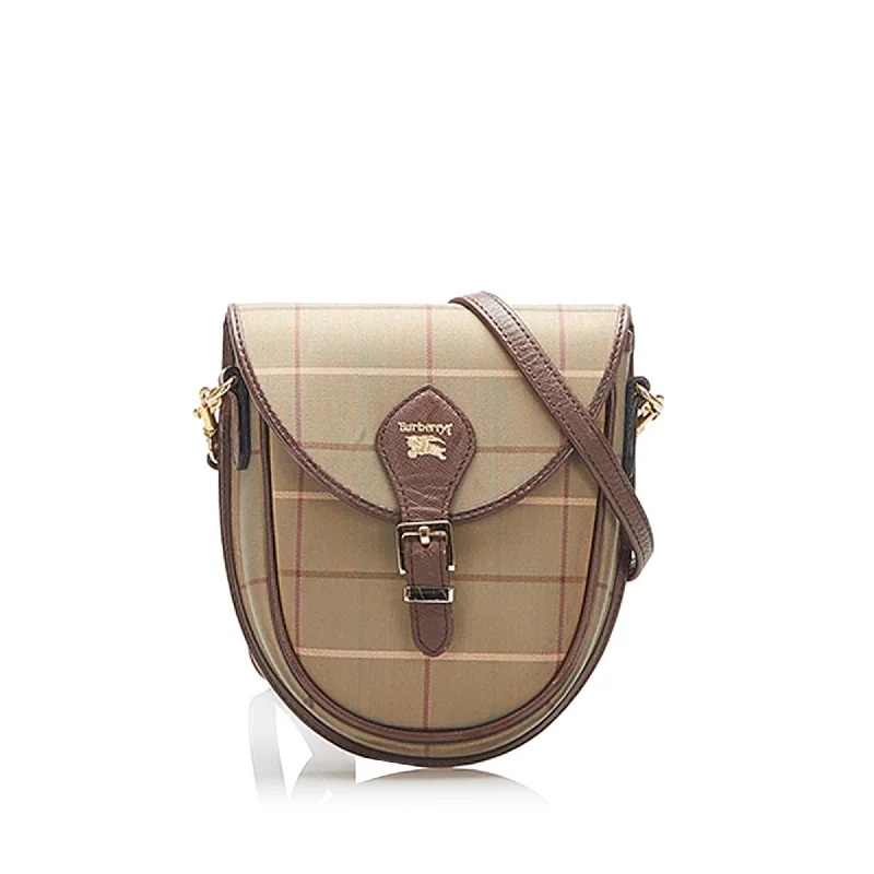 Elegant Burberry Clutch Bags for Formal EventsBurberry Plaid Canvas Crossbody Bag (SHG-15796)