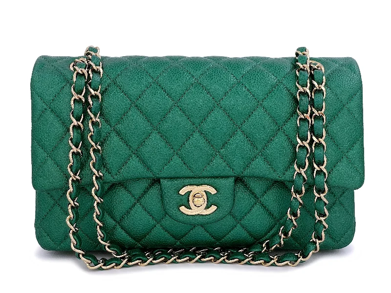 Chanel Medium Tote Bag for Office Ladies18S Chanel Iridescent Pearly Emerald Green Caviar Medium Classic Double Flap Bag GHW