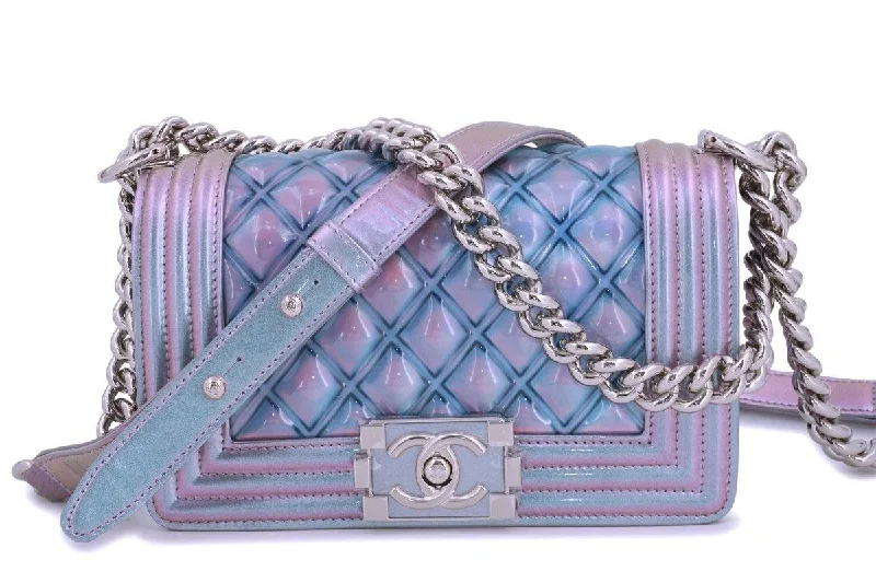 Chanel Luxury Handbag for High - End Events18S Chanel Iridescent Purple Mermaid Small Water Boy Flap Bag