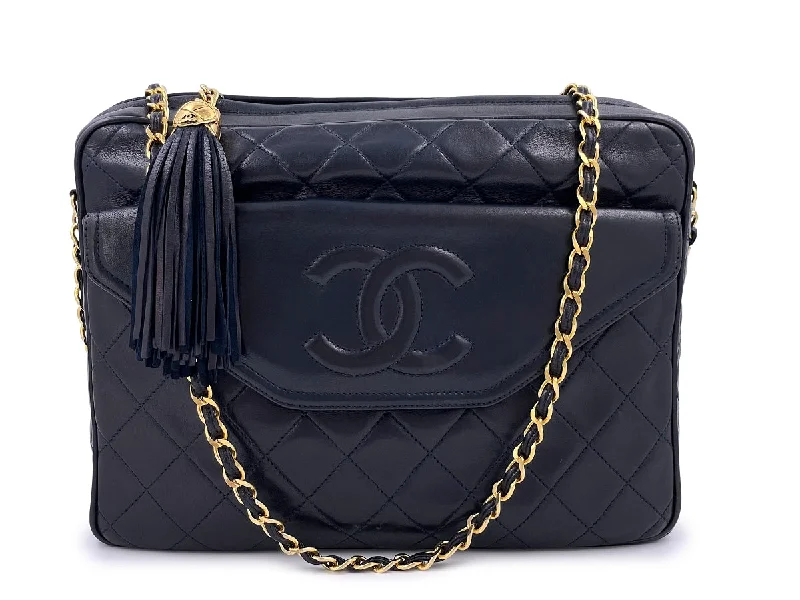 Chanel Lightweight Handbag for Daily ErrandsChanel 1991 Vintage Midnight Blue-Black Envelope Flap Classic Camera Case Bag 24k GHW