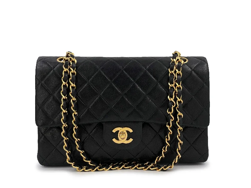 Chanel Designer Handbag with Unique DesignChanel 1992 Vintage Black Medium Classic Double Flap Bag 24k GHW Lambskin