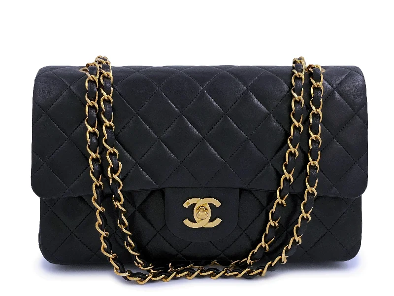 Chanel Designer Handbag with Unique DesignChanel 1994 Vintage Black Medium Classic Double Flap Bag 24k GHW Lambskin