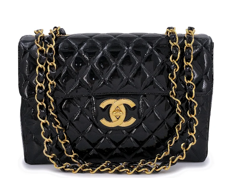 Chanel Small Crossbody Bag for TravelChanel 1994 Vintage Black Patent Jumbo Classic Flap Bag 24k GHW