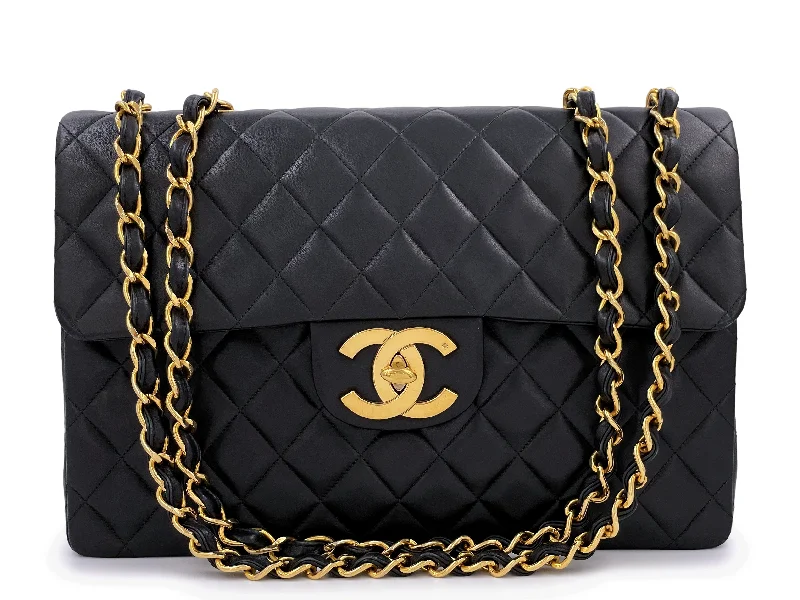 Chanel Handbag with Adjustable Strap for ComfortChanel 1994 Vintage Maxi "Jumbo XL" Classic Flap Bag 24k GHW Lambskin