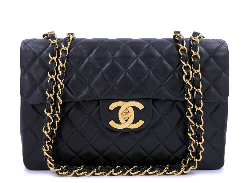 Chanel Quilted Leather Shoulder Bag for FashionistasChanel 1994 Vintage Maxi "Jumbo XL" Classic Flap Bag Black 24k GHW