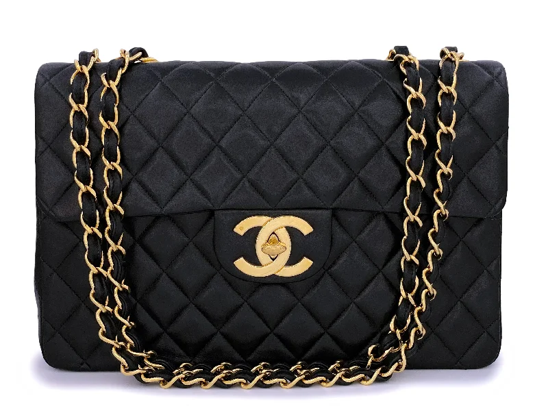 Chanel Luxury Handbag for High - End EventsChanel 1995 Vintage Black Maxi "Jumbo XL" Flap Bag 24k GHW