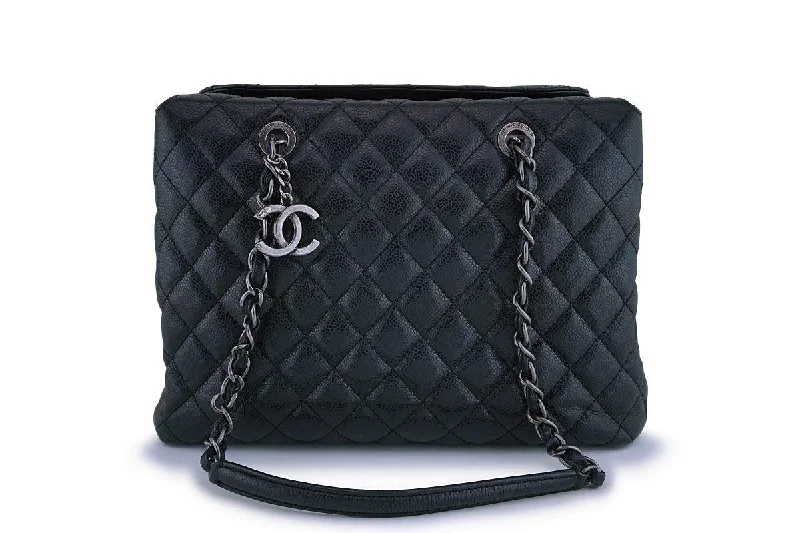 Chanel Handbag with Adjustable Strap for ComfortChanel Black Caviar Classic Quilted Business Tote Bag RHW