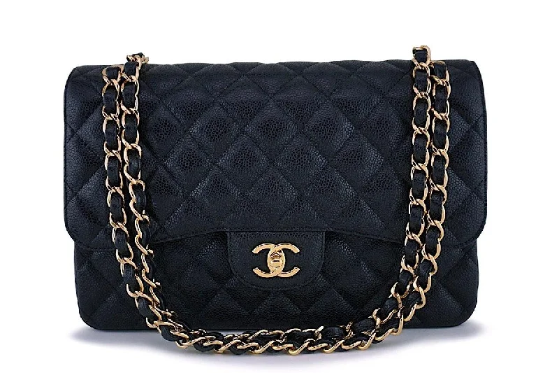 Chanel Black Handbag for Business MeetingsChanel Black Caviar Jumbo Classic Double Flap Bag GHW