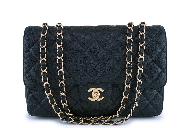 Chanel All - Match Handbag for Versatile StylingChanel Black Caviar Jumbo Classic Flap Bag GHW