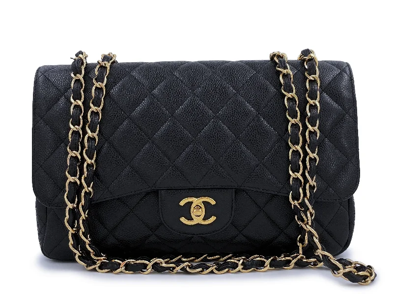 Chanel Lightweight Handbag for Daily ErrandsChanel Black Caviar Jumbo Classic Flap Bag GHW Single