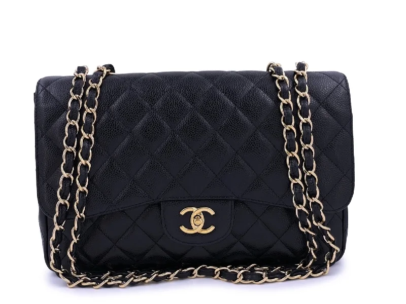 Chanel Lightweight Handbag for Daily ErrandsChanel Black Caviar Jumbo Classic Flap Bag GHW Single