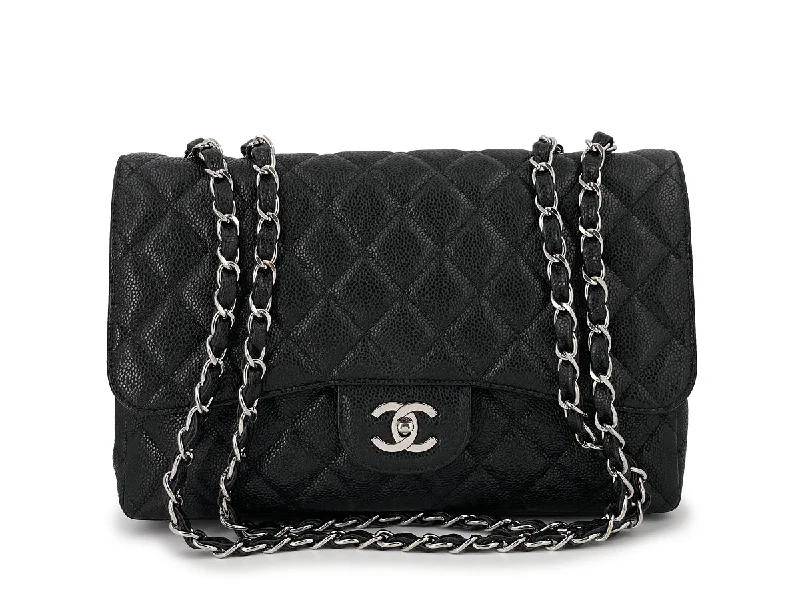 Chanel Luxury Handbag for High - End EventsChanel Black Caviar Jumbo Classic Flap Bag SHW