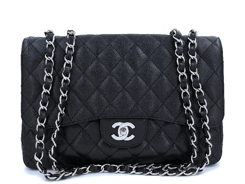 Chanel All - Match Handbag for Versatile StylingChanel Black Caviar Jumbo Classic Flap Bag SHW