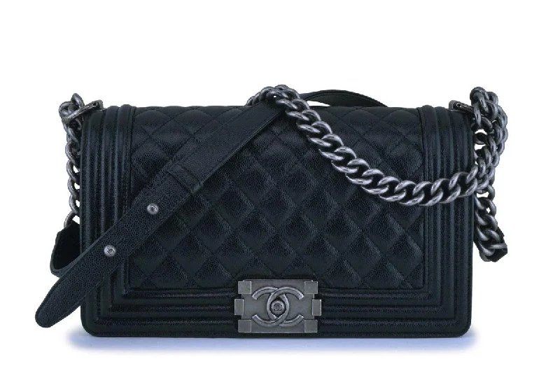 Chanel Black Handbag for Business MeetingsChanel Black Caviar Medium Boy Bag Flap RHW