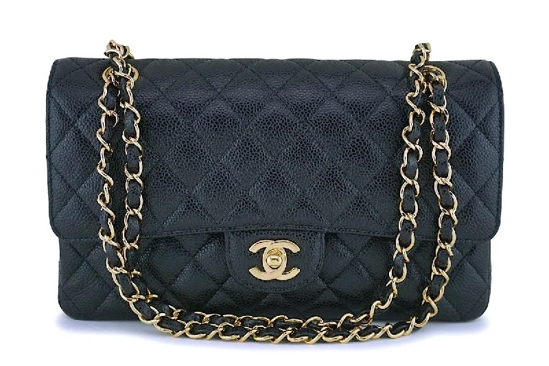 Chanel Quilted Leather Shoulder Bag for FashionistasChanel Black Caviar Medium Classic Double Flap Bag GHW