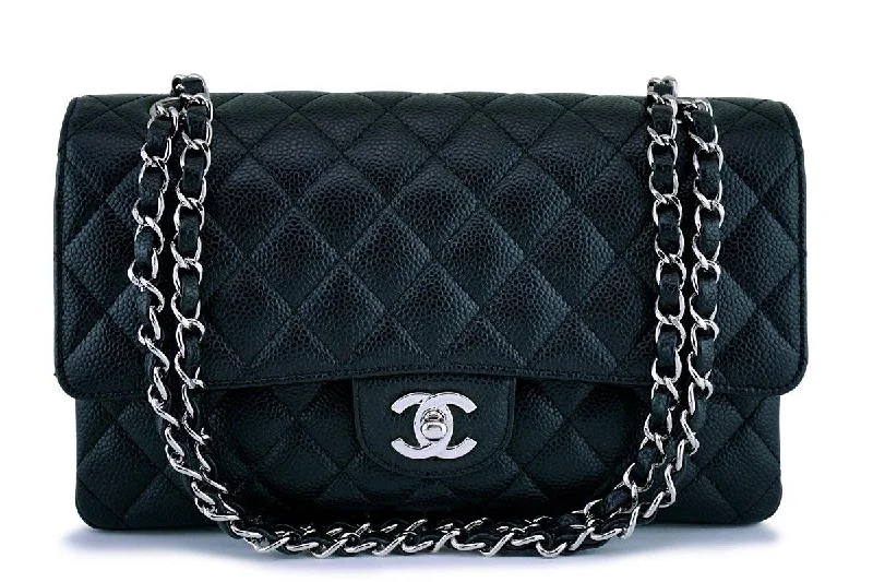 Chanel Handbag with Adjustable Strap for ComfortChanel Black Caviar Medium Classic Double Flap Bag SHW