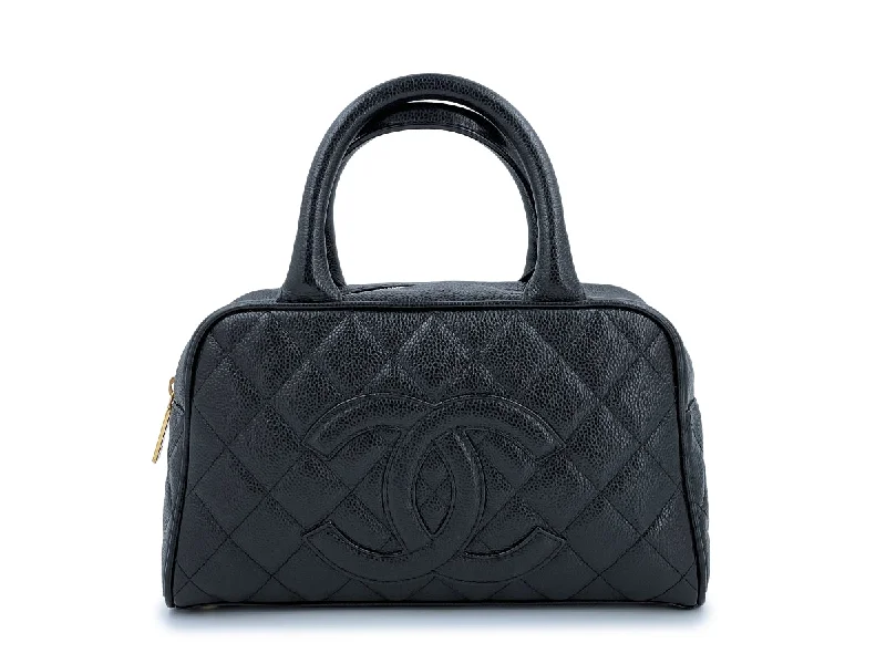 Chanel All - Match Handbag for Versatile StylingChanel Black Caviar Quilted Mini Bowler Bag