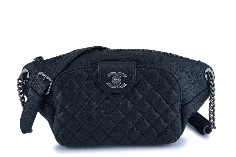 Chanel Black Handbag for Business MeetingsChanel Black Grained Calfskin Quilted Classic Fanny Pack Bag RHW