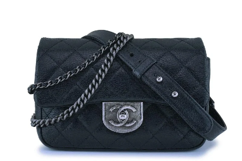 Chanel Classic Flap Bag for Evening PartyChanel Black Grained Small Double Carry Classic Flap Bag