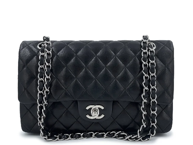 Chanel Classic Flap Bag for Evening PartyChanel Black Lambskin Medium Classic Double Flap Bag SHW