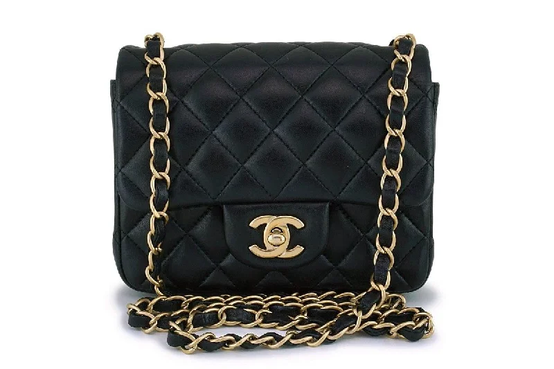 Chanel Small Crossbody Bag for TravelChanel Black Lambskin Square Mini Classic Flap Bag GHW