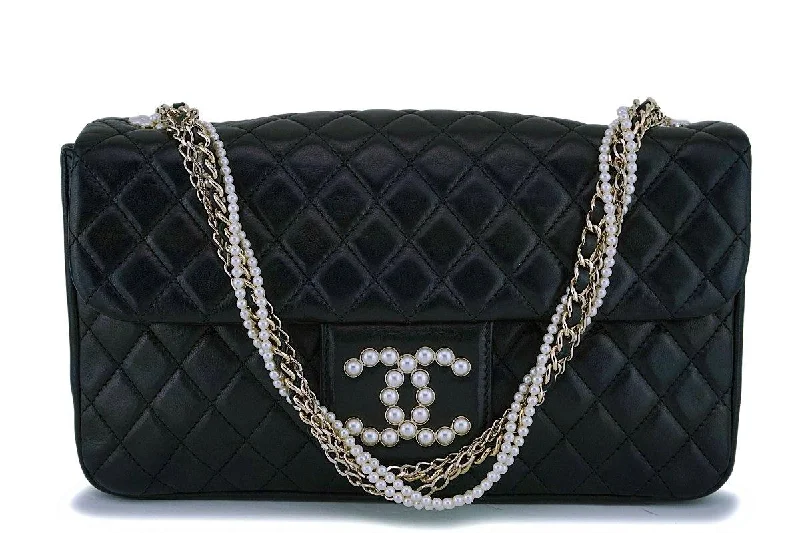 Chanel Small Crossbody Bag for TravelChanel Black Lambskin Westminster Pearls Classic Flap Bag GHW