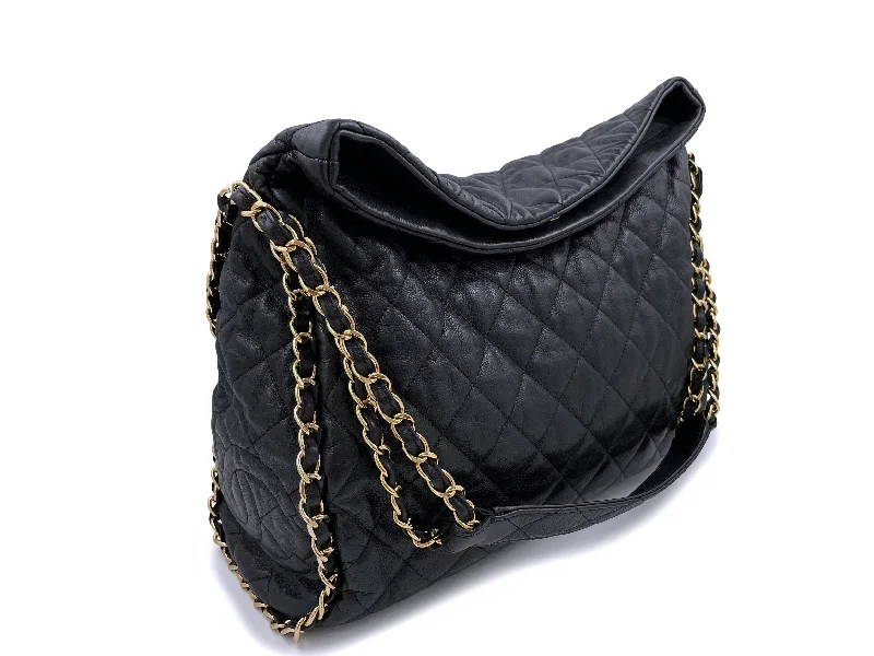 Chanel Black Handbag for Business MeetingsChanel Black Quilted Chain Around Soft Hobo Tote Bag Large