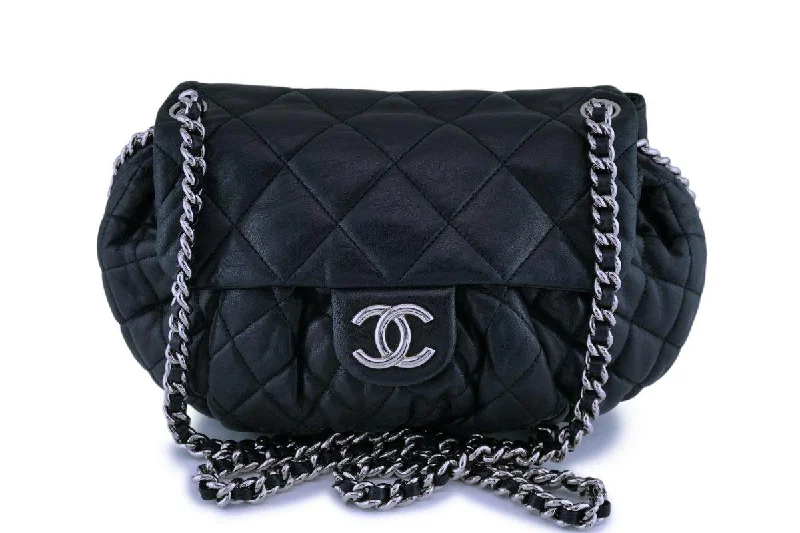 Chanel Limited Edition Handbag for CollectorsChanel Black Textured Calf Medium Chain Around Crossbody Flap Bag SHW