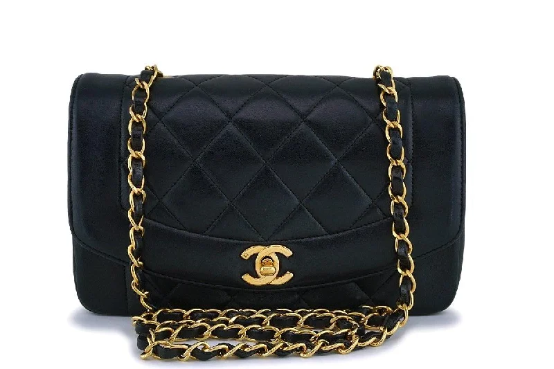 Chanel Designer Handbag with Unique DesignChanel Black Vintage Lambskin Small Diana Classic Flap Bag 24k GHW