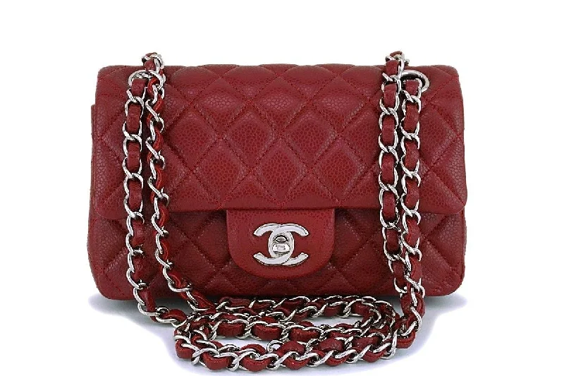 Chanel Chain Strap Handbag for Everyday UseChanel Dark Red Caviar 2-strap Rectangular Mini Classic Flap Bag SHW