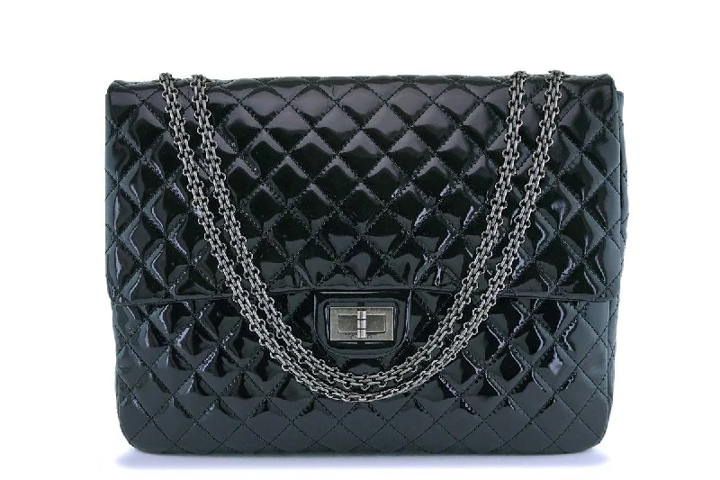 Chanel Classic Flap Bag for Evening PartyChanel Oversized Black Patent Classic Reissue XL Flap Bag RHW