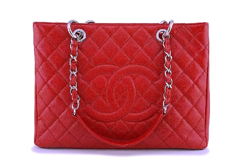 Chanel Chain Strap Handbag for Everyday UseChanel Red Caviar Classic Grand Shopper Tote GST Bag SHW