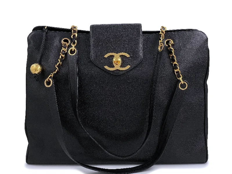 Chanel Small Crossbody Bag for TravelChanel Vintage 1995 Caviar Weekender Supermodel XL Shopper Tote Bag 24k GHW Black