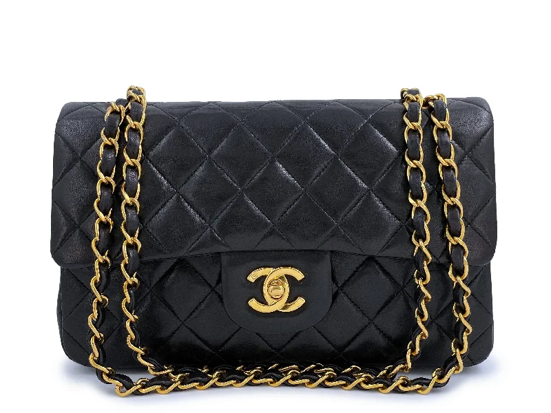 Chanel Handbag with Adjustable Strap for ComfortChanel Vintage 1995 Small Classic Double Flap Bag 24k GHW Black Lambskin