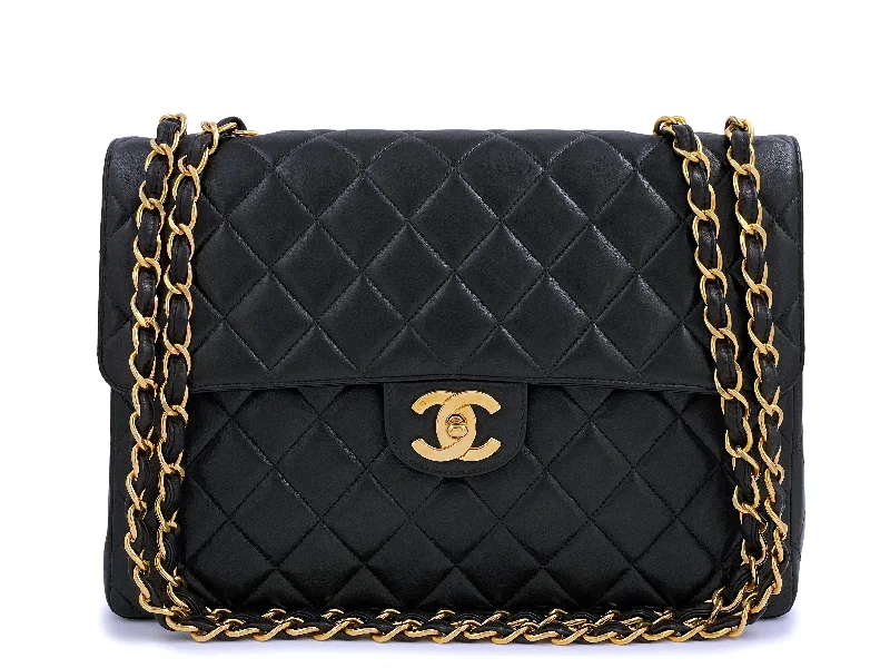 Chanel Chain Strap Handbag for Everyday UseChanel Vintage 1996 Jumbo Classic Flap Bag 24k GHW Black Lambskin