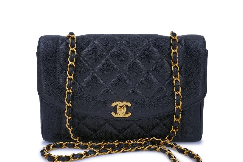 Chanel Classic Flap Bag for Evening PartyChanel Vintage Black Caviar Classic Diana Bag Pocket 24k GHW