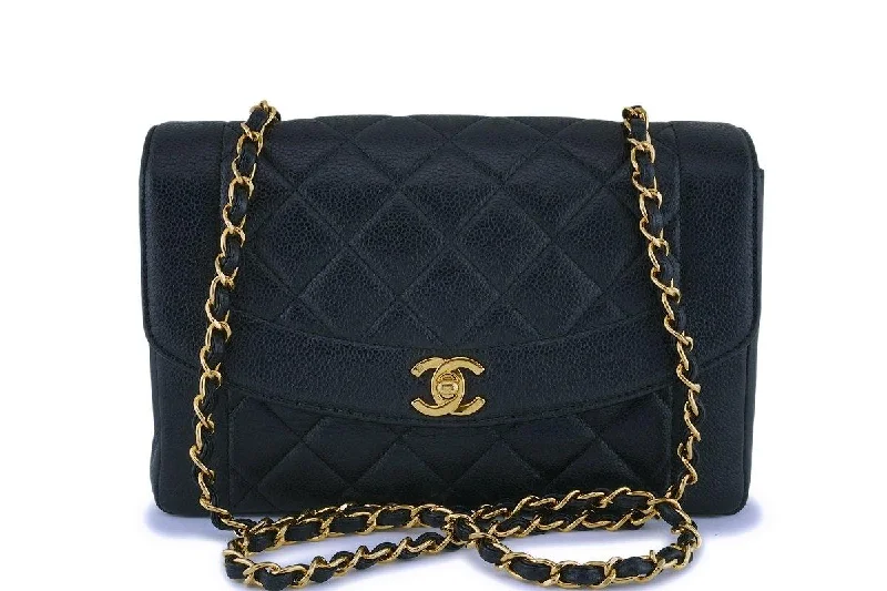 Chanel All - Match Handbag for Versatile StylingChanel Vintage Black Caviar Classic Diana Flap Bag 24k GHW