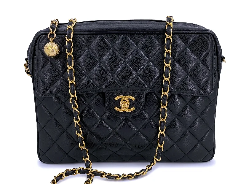 Chanel Quilted Leather Shoulder Bag for FashionistasChanel Vintage Black Caviar Classic "Flap" Camera Bag Etched 24k GHW