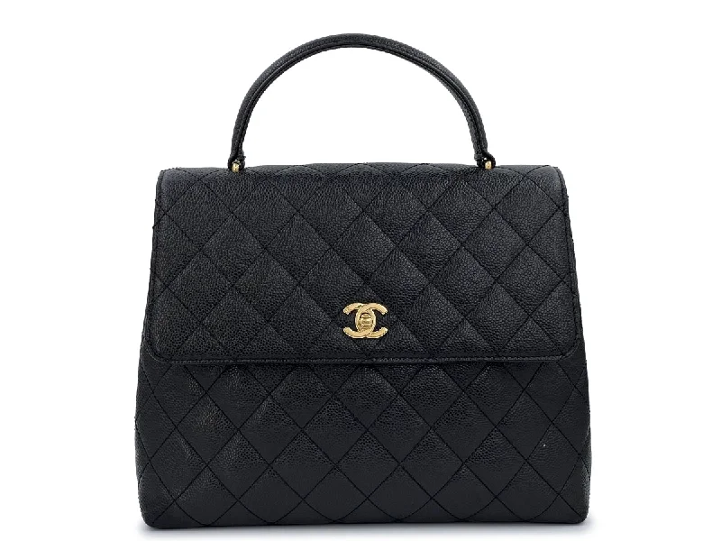 Chanel Classic Flap Bag for Evening PartyChanel Vintage Black Caviar Classic Kelly Bag 24k GHW