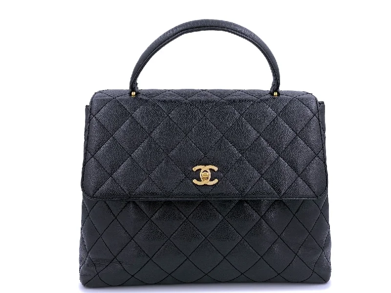 Chanel Luxury Handbag for High - End EventsChanel Vintage Black Caviar Kelly Top Handle Bag 24k GHW