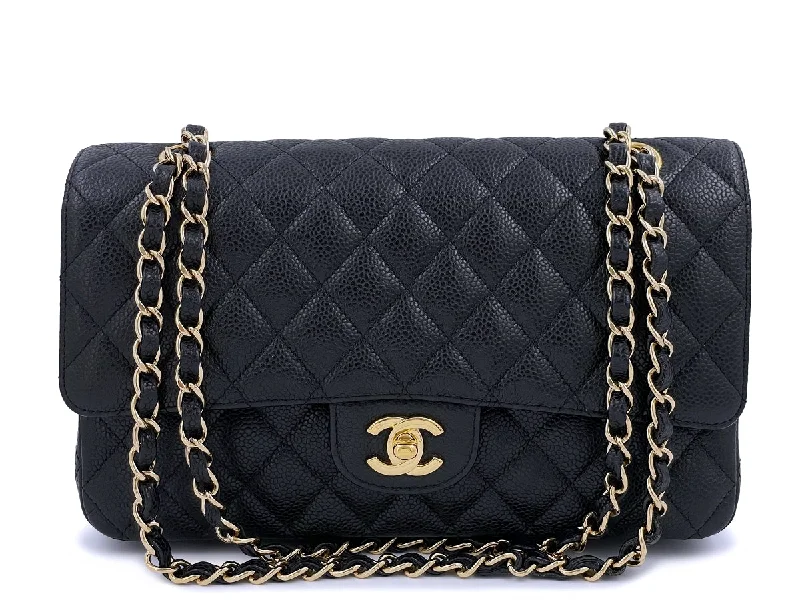 Chanel Quilted Leather Shoulder Bag for FashionistasChanel Vintage Black Caviar Medium Classic Double Flap Bag 24k GHW