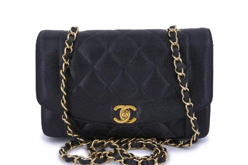 Chanel Quilted Leather Shoulder Bag for FashionistasChanel Vintage Black Caviar Small Classic Diana Flap Bag 24k GHW