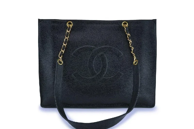 Chanel Quilted Leather Shoulder Bag for FashionistasChanel Vintage Black Caviar Timeless Logo Tote Bag 24k GHW