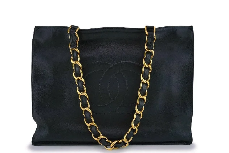 Chanel Chain Strap Handbag for Everyday UseChanel Vintage Black Chunky Chain Classic Tote Bag 24k GHW